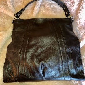 Chocolate brown Italian leather shoulder bag